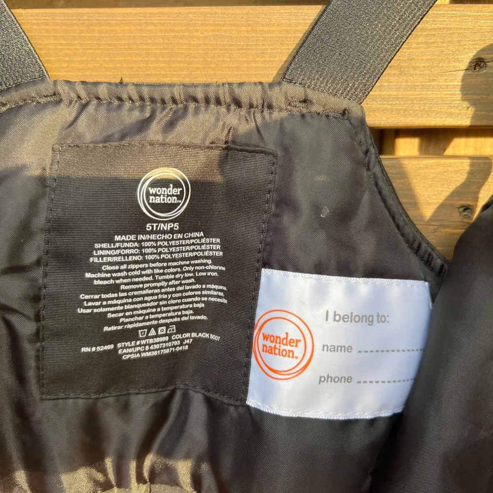 Wonder Nation snow bib 5T